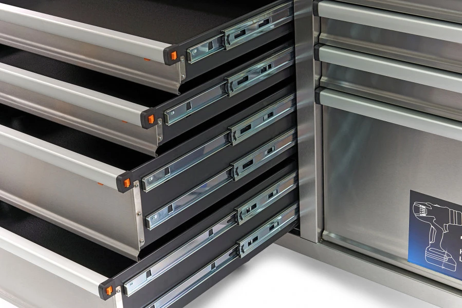 HBM Werkbank 158 Cm 10 Laden Met Deur En Achterwand, RVS 8 HBM Werkbank 158 Cm 10 Laden Met Deur En Achterwand, RVS - Afbeelding 6