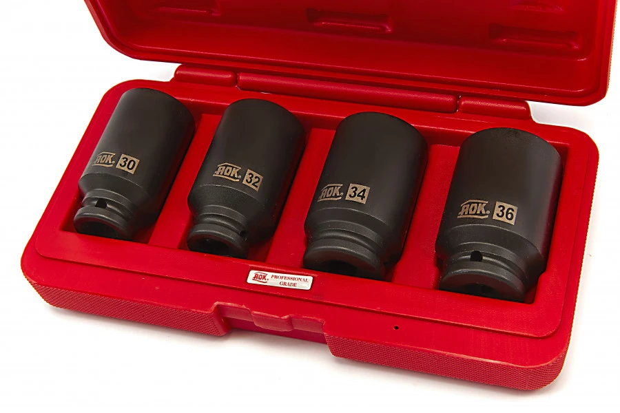 AOK 4 Delige 1/2" Lange Krachtdoppenset Grote Maten 4 AOK 4 Delige 1/2" Lange Krachtdoppenset Grote Maten - Afbeelding 2