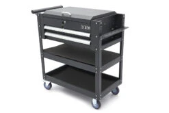 HBM 2 Laden Gereedschapswagen Met 2 Plateaus En Opbergvak - 91 Cm - Zwart