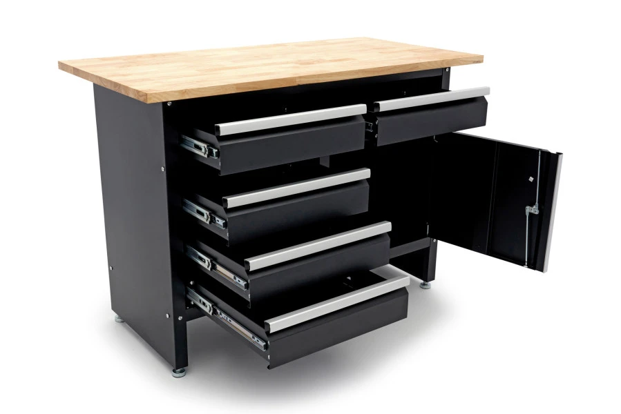 HBM 120 Cm Werkbank Met 5 Laden 1 Deur En Massief Houten Werkblad 5 HBM 120 Cm Werkbank Met 5 Laden 1 Deur En Massief Houten Werkblad - Afbeelding 3