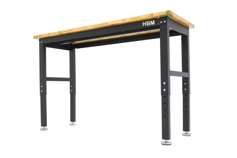 HBM Werkbank Met Massief Houten Blad, In Hoogte Verstelbaar, 152 Cm 4 HBM Werkbank Met Massief Houten Blad, In Hoogte Verstelbaar, 152 Cm - Afbeelding 2