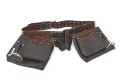 HBM Professionele Dubbele Gereedschapsriem / Spijkerschort Van Olie Gelooid Leer